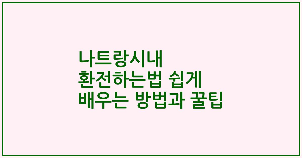 나트랑시내 환전하는법 쉽게 배우는 방법과 꿀팁